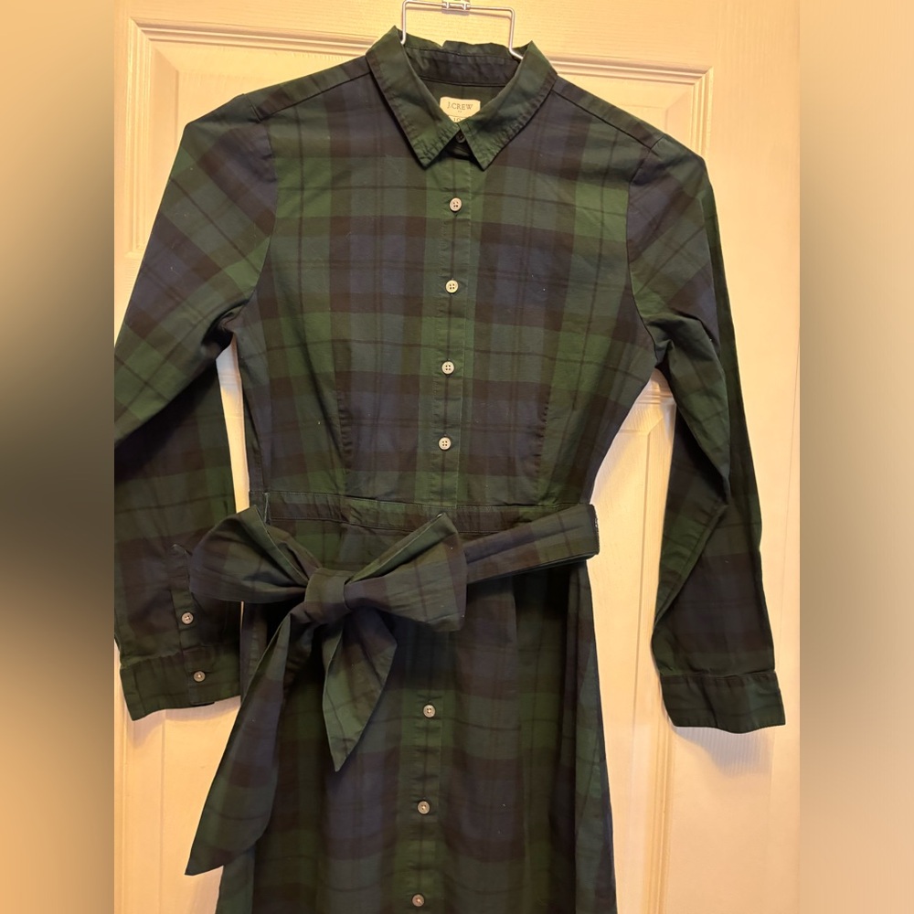 J. Crew Green Plaid Shirt Dress 10